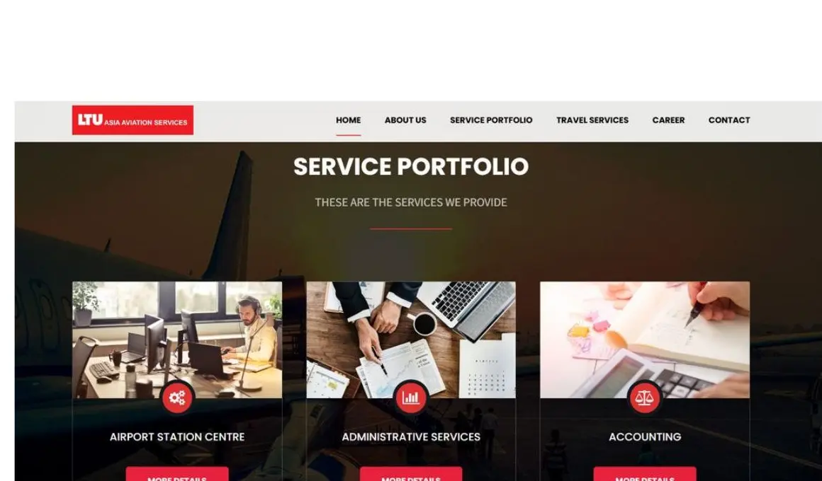 LTU Asia Aviation Services responsive website project screen